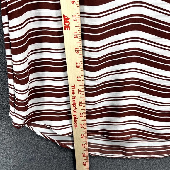 Soho Jeans NY & Co Top Womens Small Red White Striped Short Sleeve Cold Shoulder - Picture 13 of 15